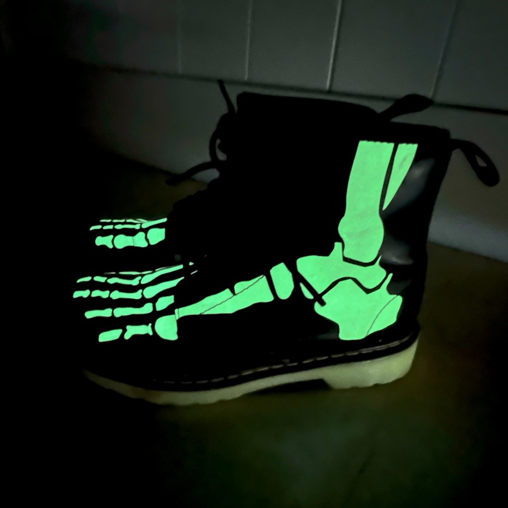 Dr. Marten Delaney Skelly Glow in the Dark Skeleton Boot